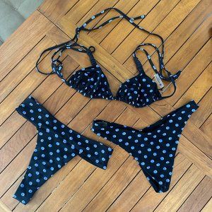 Devon Windsor Bikini Set in Black Dot - XS Top & S Bottom